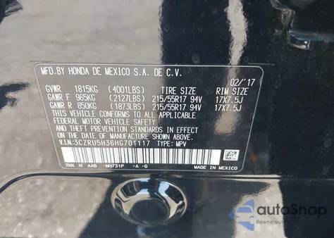 2017 Honda Hr-V Lx from USA, damaged, VIN 3CZRU5H36HG701117